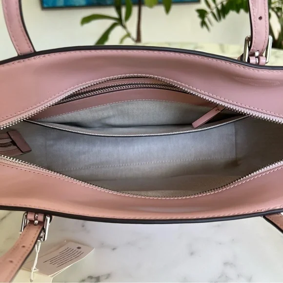 NWT Tory Burch Emerson Small Tote Clay Pink Patent Leather Shoulder Crossbody